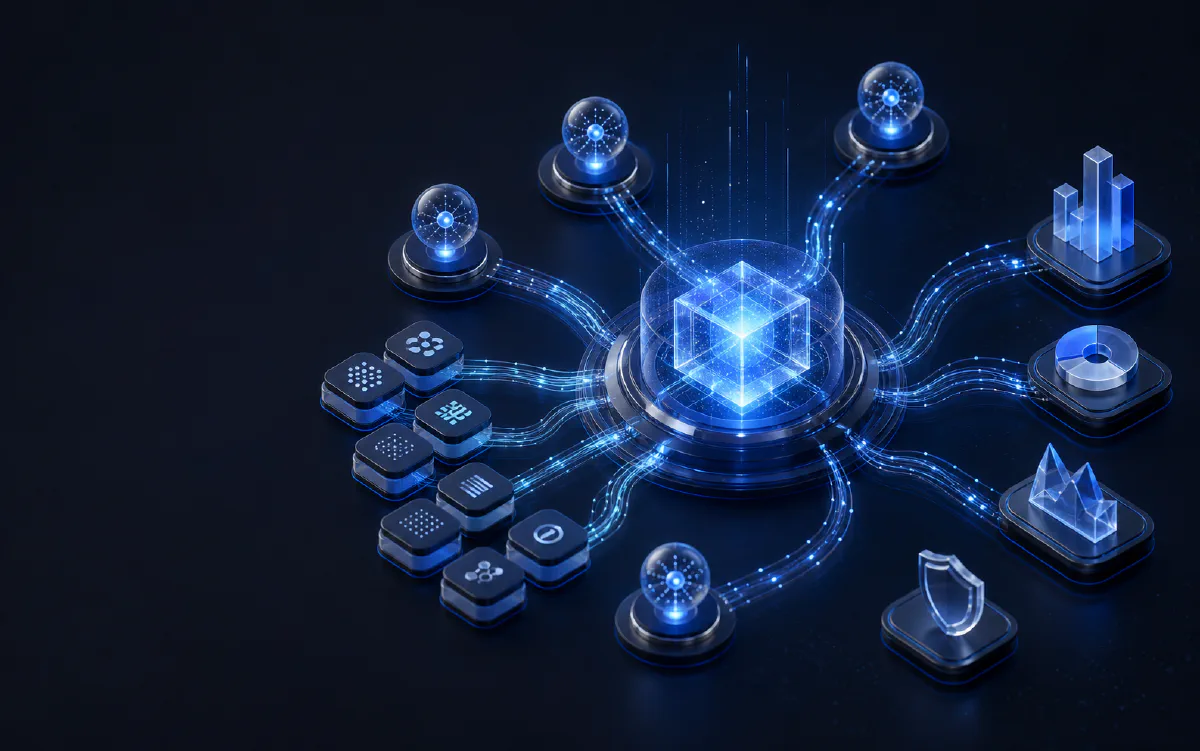 AI 智能体连接 Skill 与业务场景的技术示意图